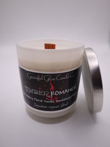 Graceful Glow Candle Co Amber Romance scented soy candle.