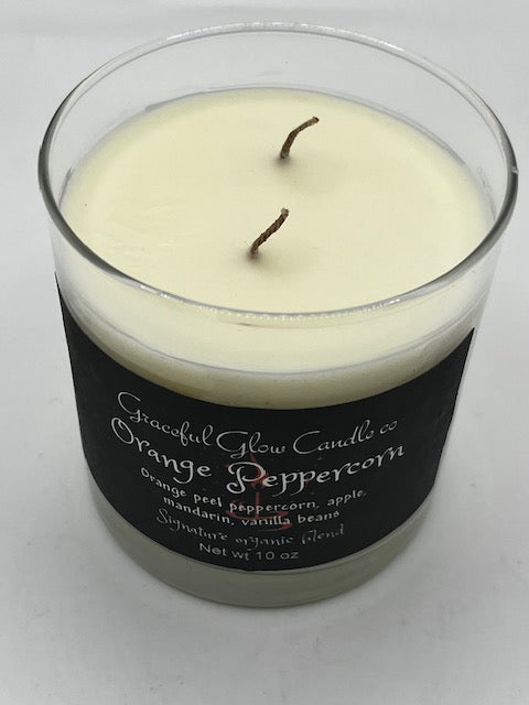 Graceful Glow Candle Co Orange Peppercorn scented soy candle.