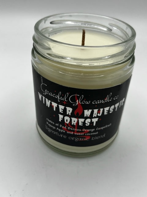 Graceful Glow Candle Co Majestic Winter Forest scented soy candle.