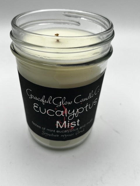 Graceful Glow Candle Co Eucalyptus Mist scented soy candle.